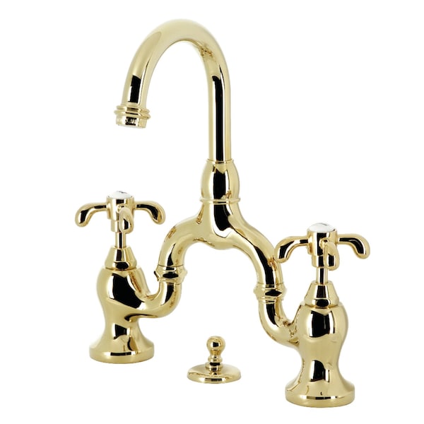 Kingston Brass Bridge Bathroom Faucet with Brass Pop-Up, Polished Brass KS7992TX - main